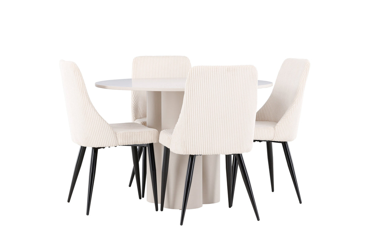 Olivia Esstisch mit Leone Stühlen in Beige präsentiert im Onlineshop von KAQTU Design AG. Esszimmerset ist von Venture Home