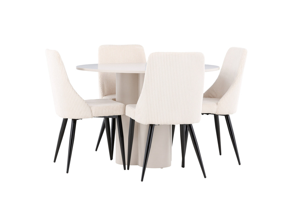 Olivia Esstisch mit Leone Stühlen in Beige präsentiert im Onlineshop von KAQTU Design AG. Esszimmerset ist von Venture Home
