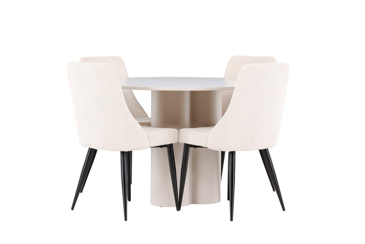 Olivia Esstisch mit Leone Stühlen in Beige präsentiert im Onlineshop von KAQTU Design AG. Esszimmerset ist von Venture Home