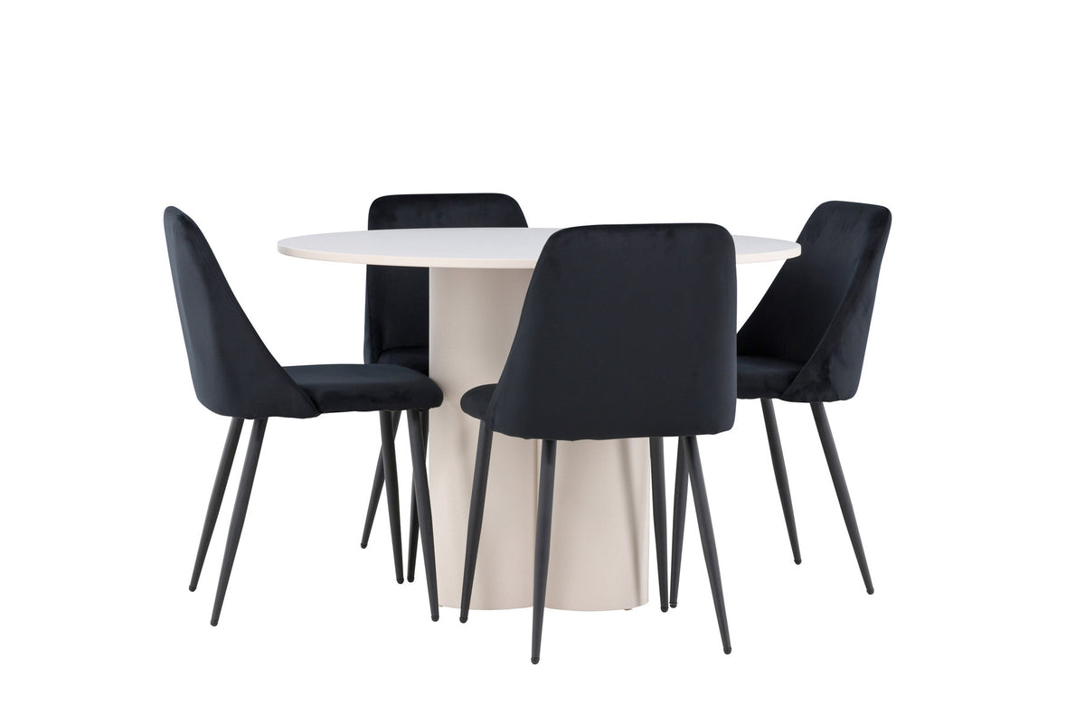 Olivia Esstisch mit Night Stühlen in Schwarz präsentiert im Onlineshop von KAQTU Design AG. Esszimmerset ist von Venture Home