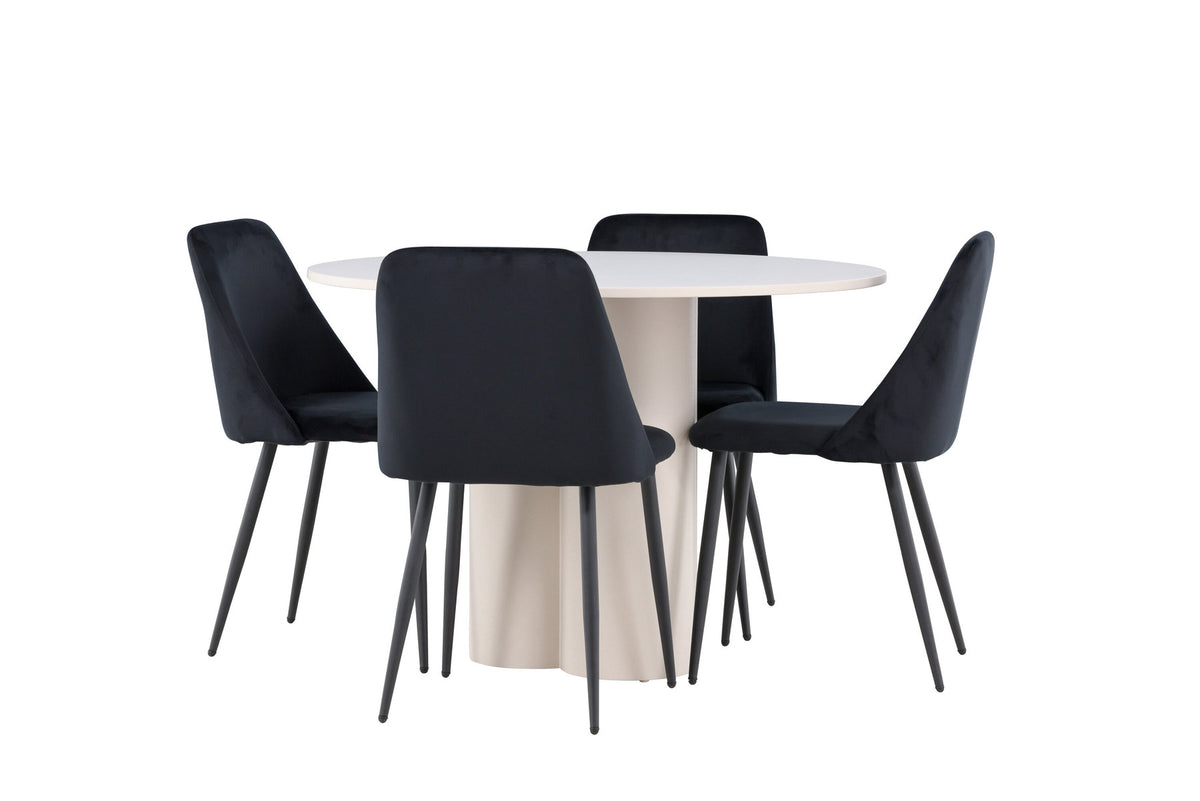 Olivia Esstisch mit Night Stühlen in Schwarz präsentiert im Onlineshop von KAQTU Design AG. Esszimmerset ist von Venture Home