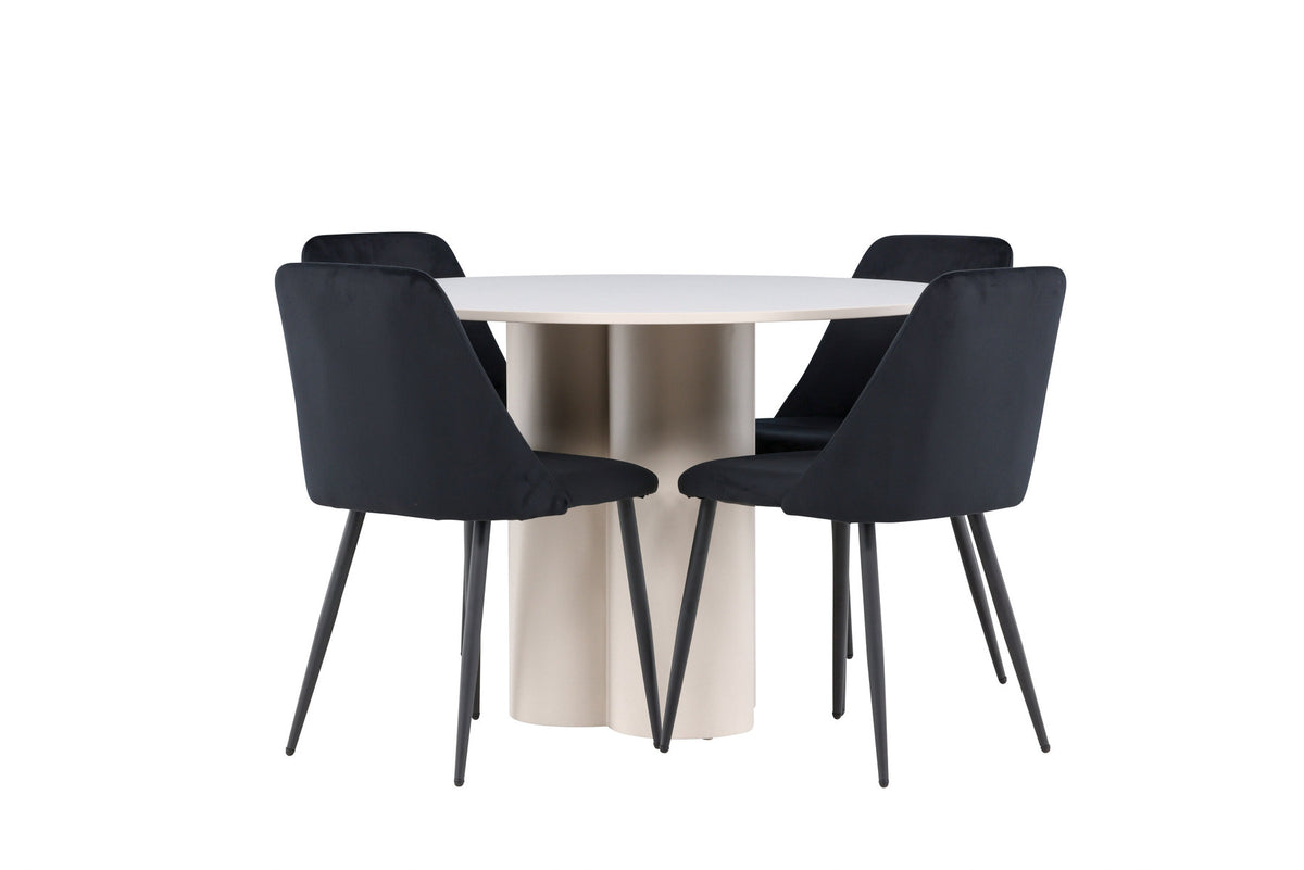 Olivia Esstisch mit Night Stühlen in Schwarz präsentiert im Onlineshop von KAQTU Design AG. Esszimmerset ist von Venture Home