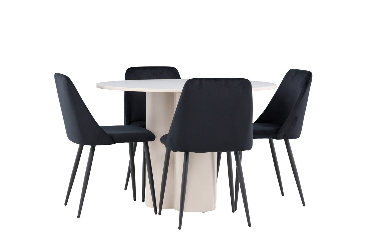 Olivia Esstisch mit Night Stühlen in Schwarz präsentiert im Onlineshop von KAQTU Design AG. Esszimmerset ist von Venture Home