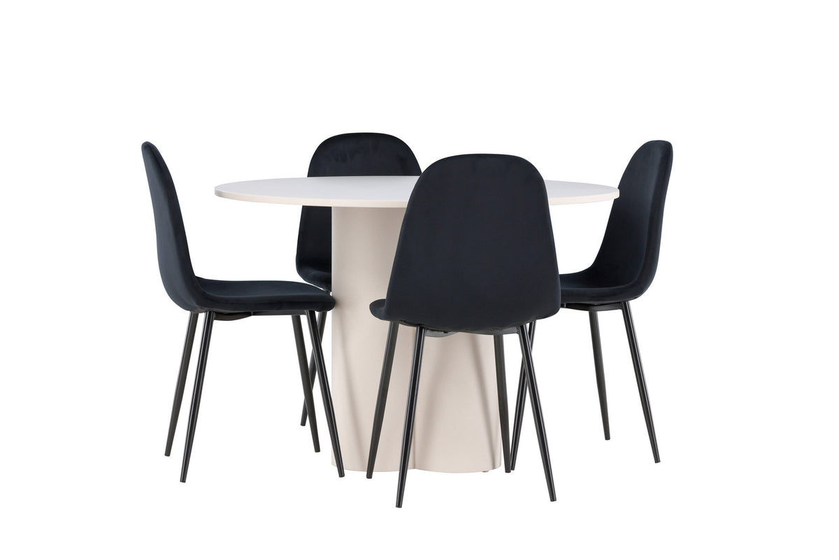 Olivia Esstisch mit Polar Stühlen in Schwarz präsentiert im Onlineshop von KAQTU Design AG. Esszimmerset ist von Venture Home