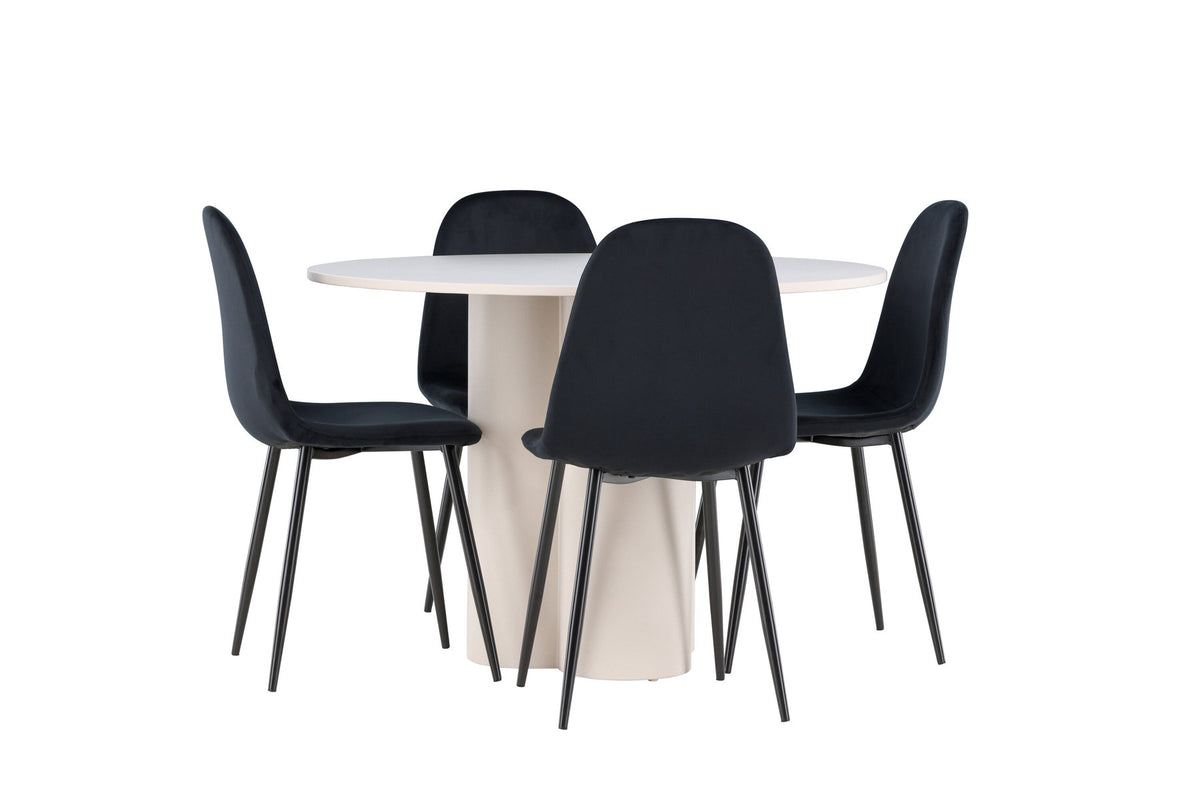 Olivia Esstisch mit Polar Stühlen in Schwarz präsentiert im Onlineshop von KAQTU Design AG. Esszimmerset ist von Venture Home