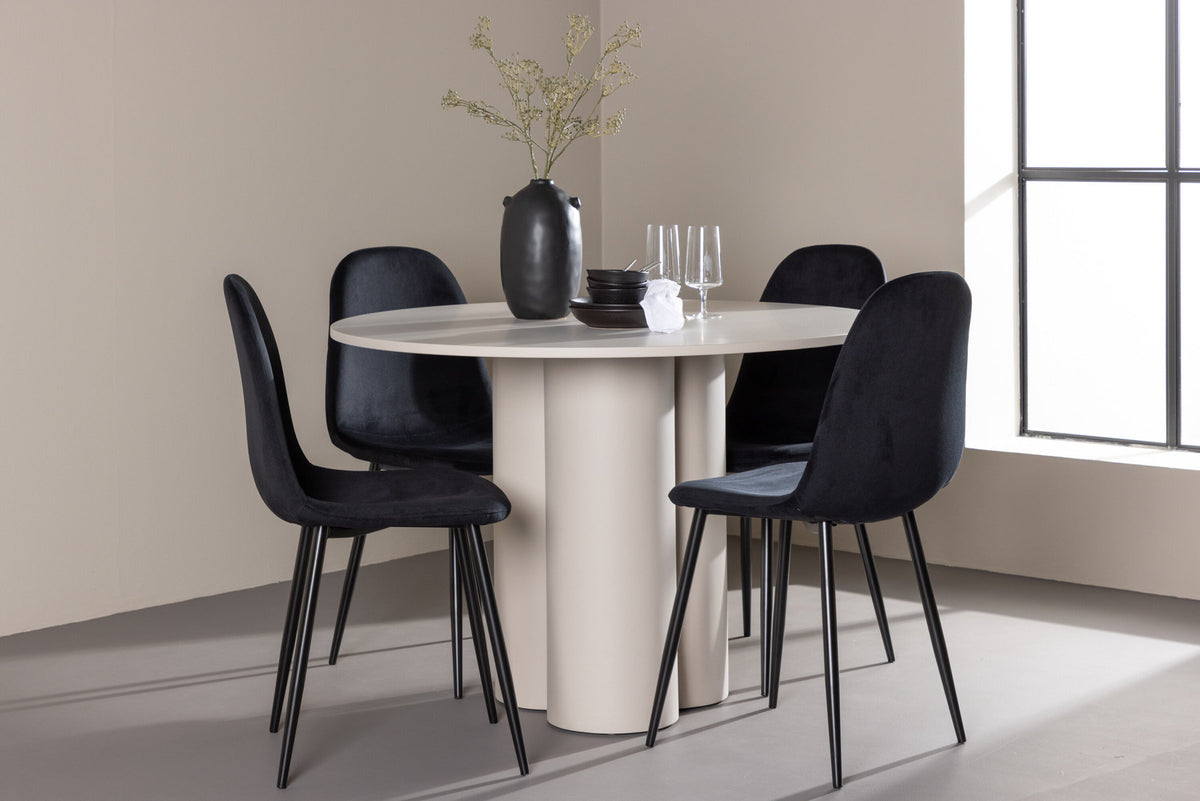 Olivia Esstisch mit Polar Stühlen in Schwarz präsentiert im Onlineshop von KAQTU Design AG. Esszimmerset ist von Venture Home