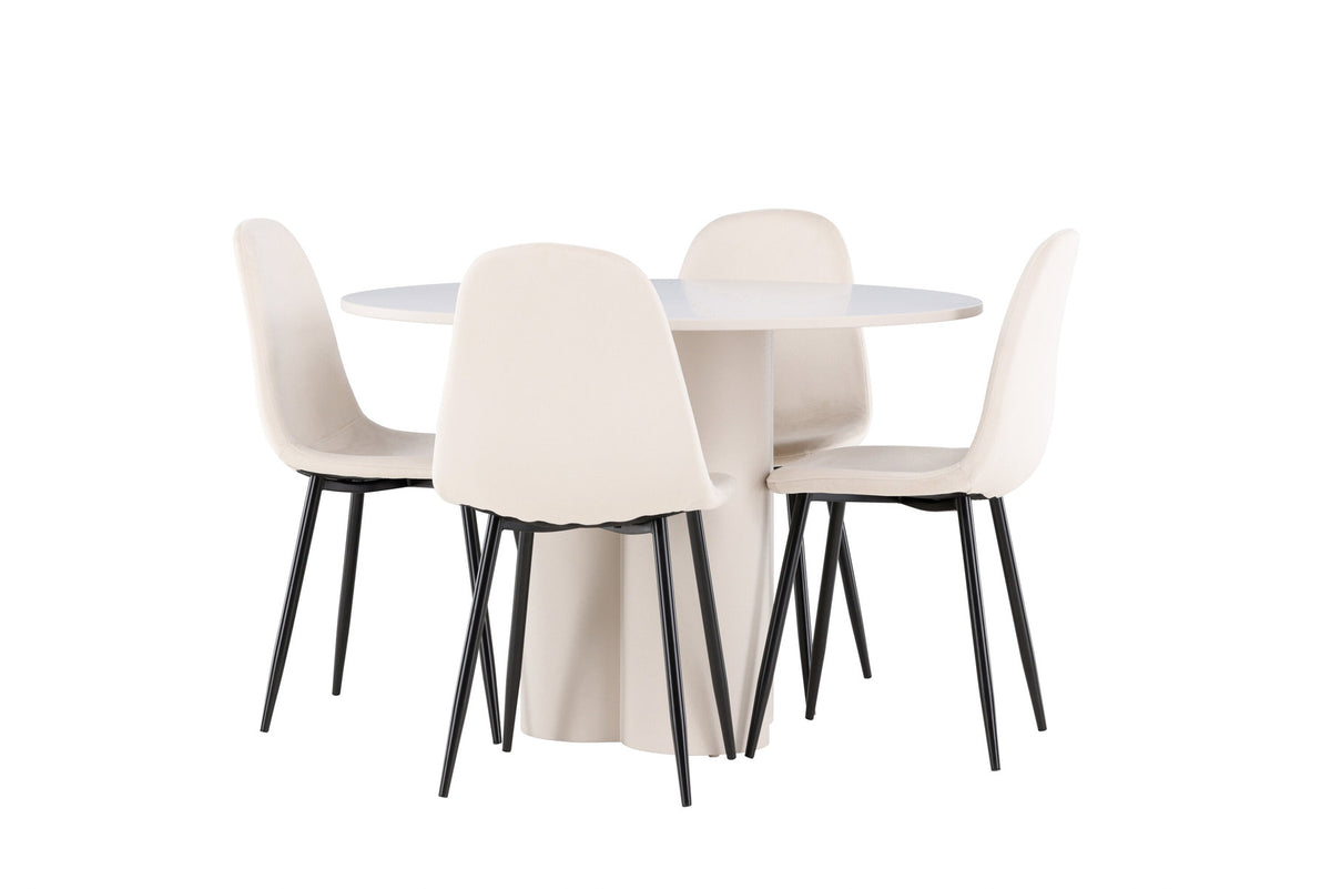 Olivia Esstisch mit Polar Stühlen in Beige präsentiert im Onlineshop von KAQTU Design AG. Esszimmerset ist von Venture Home