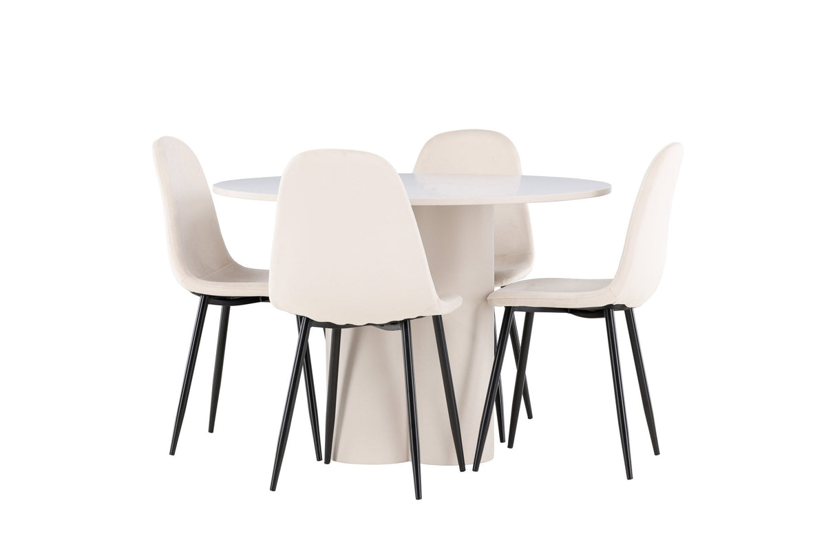 Olivia Esstisch mit Polar Stühlen in Beige präsentiert im Onlineshop von KAQTU Design AG. Esszimmerset ist von Venture Home