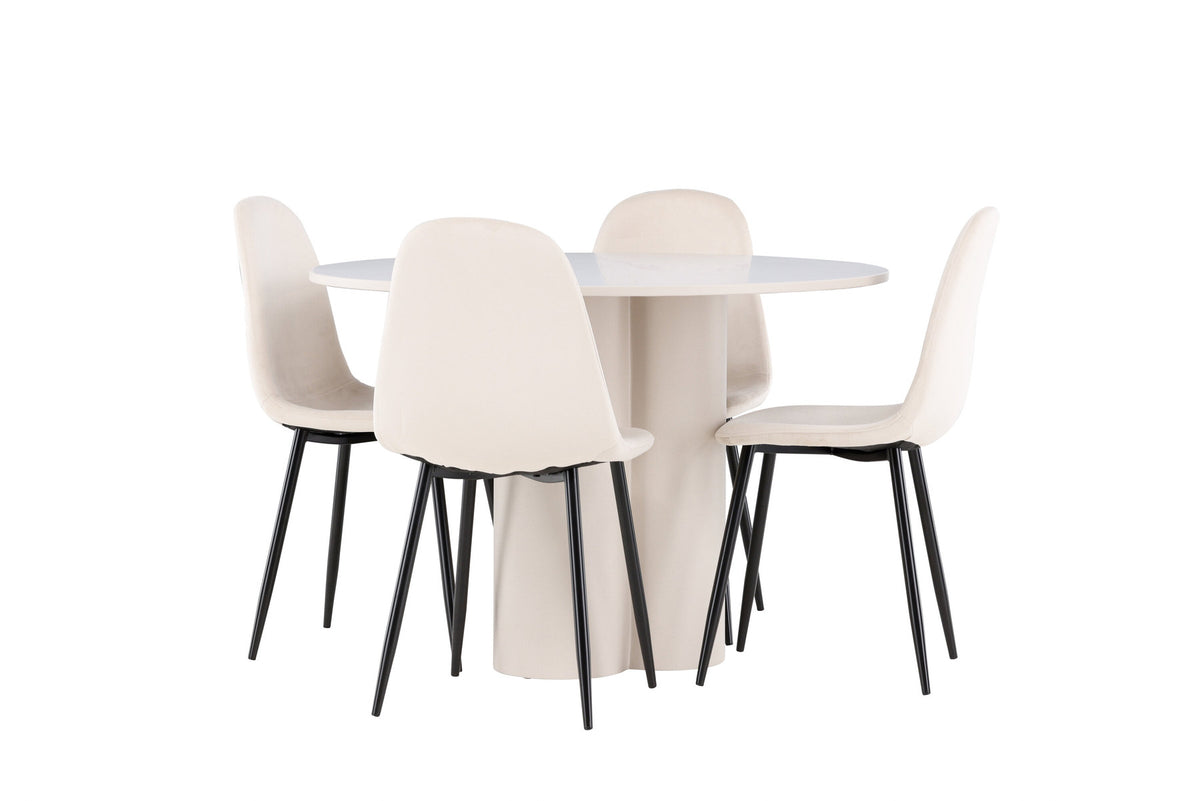 Olivia Esstisch mit Polar Stühlen in Beige präsentiert im Onlineshop von KAQTU Design AG. Esszimmerset ist von Venture Home
