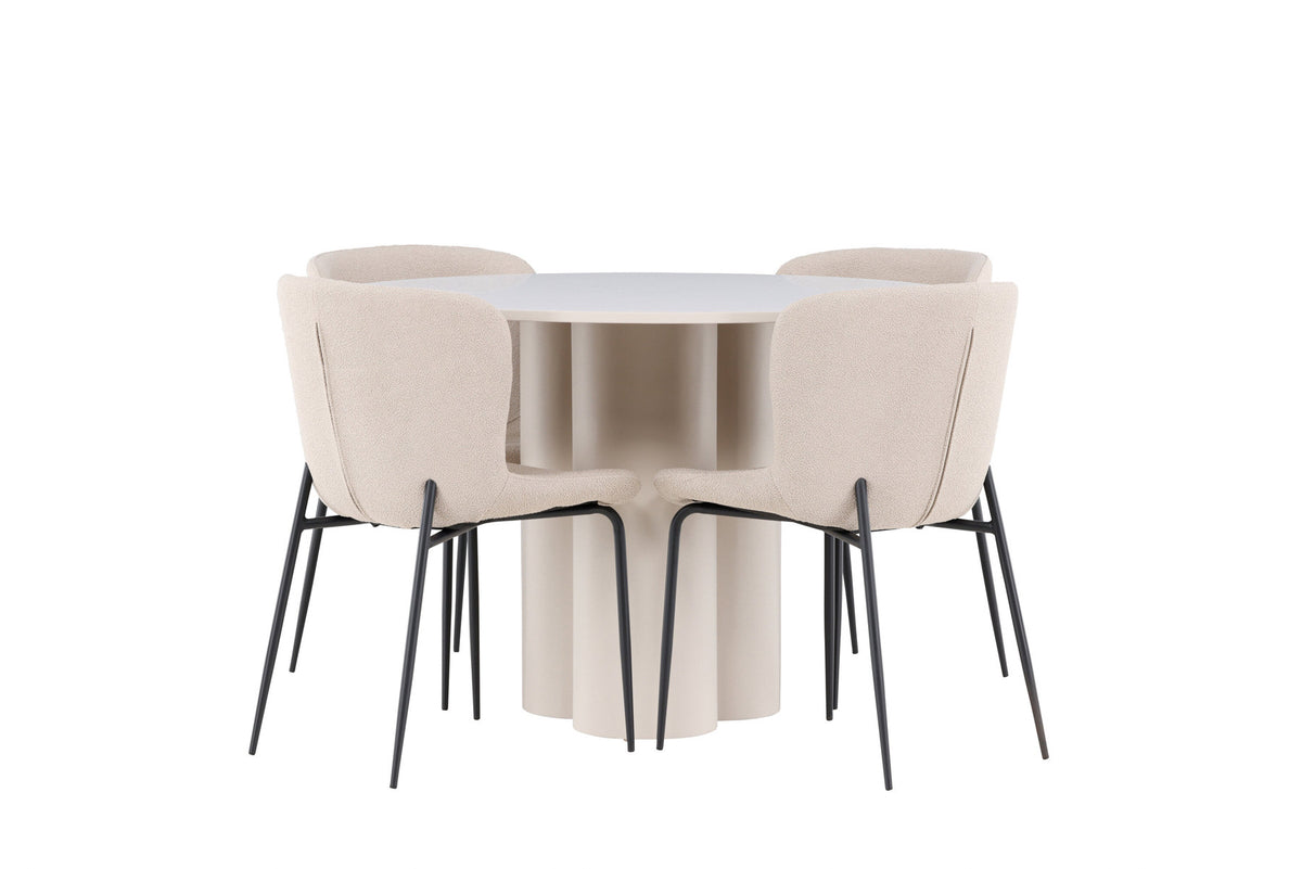 Olivia Esstisch mit Modesto Stühlen in Beige präsentiert im Onlineshop von KAQTU Design AG. Esszimmerset ist von Venture Home