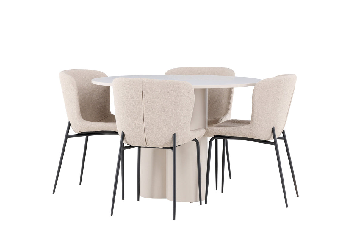 Olivia Esstisch mit Modesto Stühlen in Beige präsentiert im Onlineshop von KAQTU Design AG. Esszimmerset ist von Venture Home