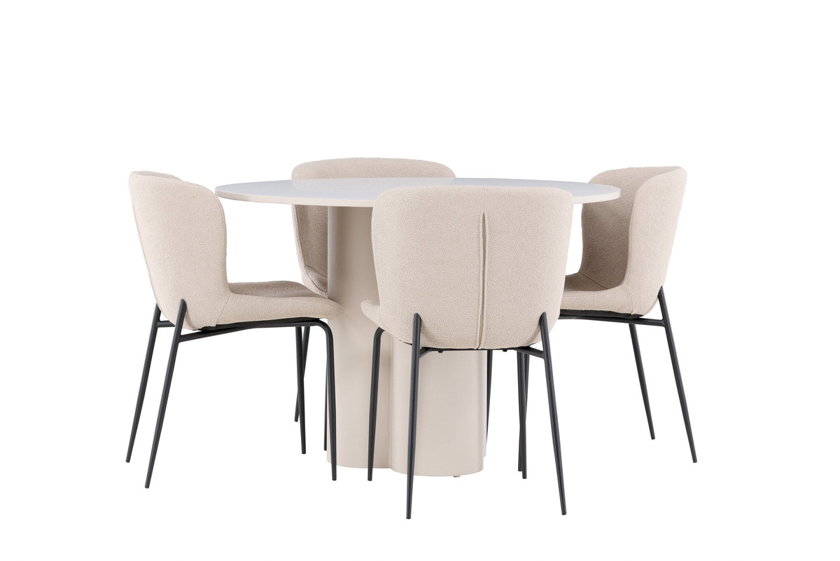 Olivia Esstisch mit Modesto Stühlen in Beige präsentiert im Onlineshop von KAQTU Design AG. Esszimmerset ist von Venture Home