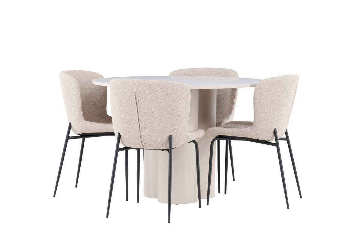 Olivia Esstisch mit Modesto Stühlen in Beige präsentiert im Onlineshop von KAQTU Design AG. Esszimmerset ist von Venture Home