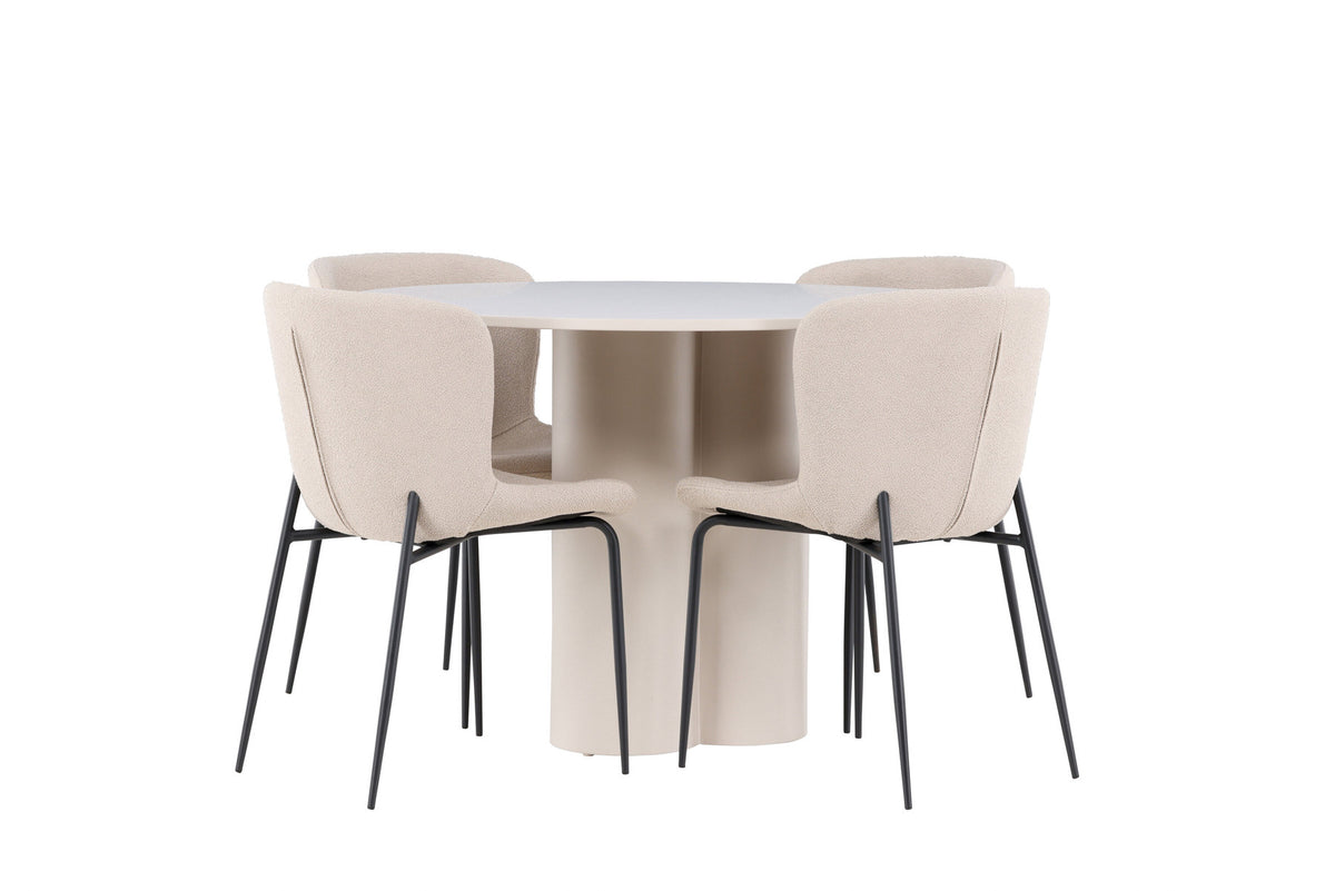 Olivia Esstisch mit Modesto Stühlen in Beige präsentiert im Onlineshop von KAQTU Design AG. Esszimmerset ist von Venture Home