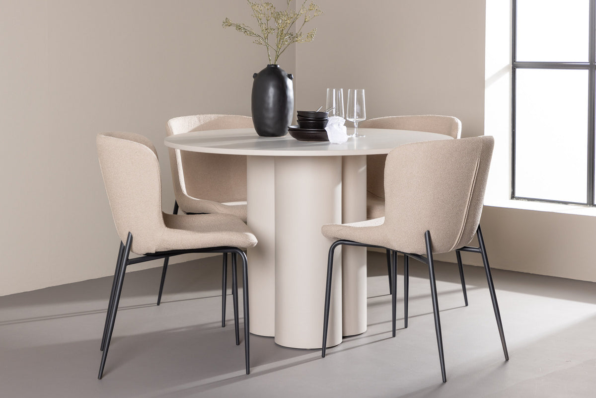 Olivia Esstisch mit Modesto Stühlen in Beige präsentiert im Onlineshop von KAQTU Design AG. Esszimmerset ist von Venture Home