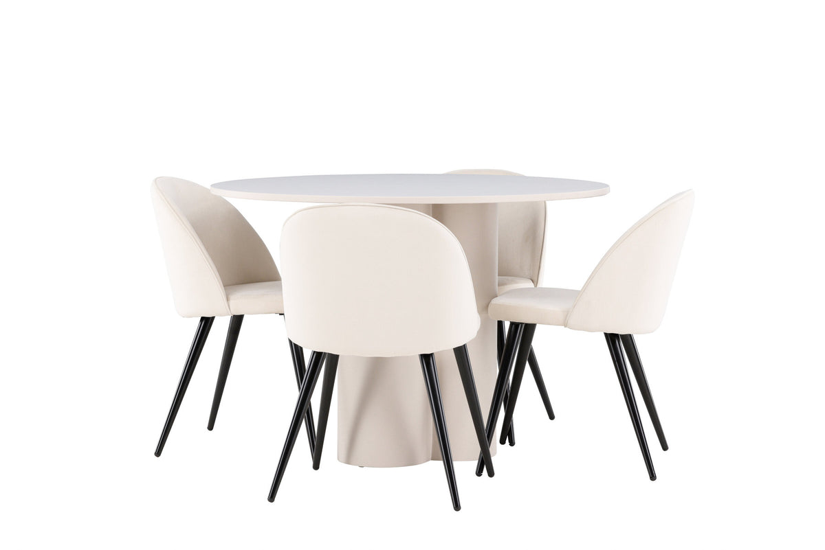 Olivia Esstisch mit Velvet Stühlen in Beige präsentiert im Onlineshop von KAQTU Design AG. Esszimmerset ist von Venture Home