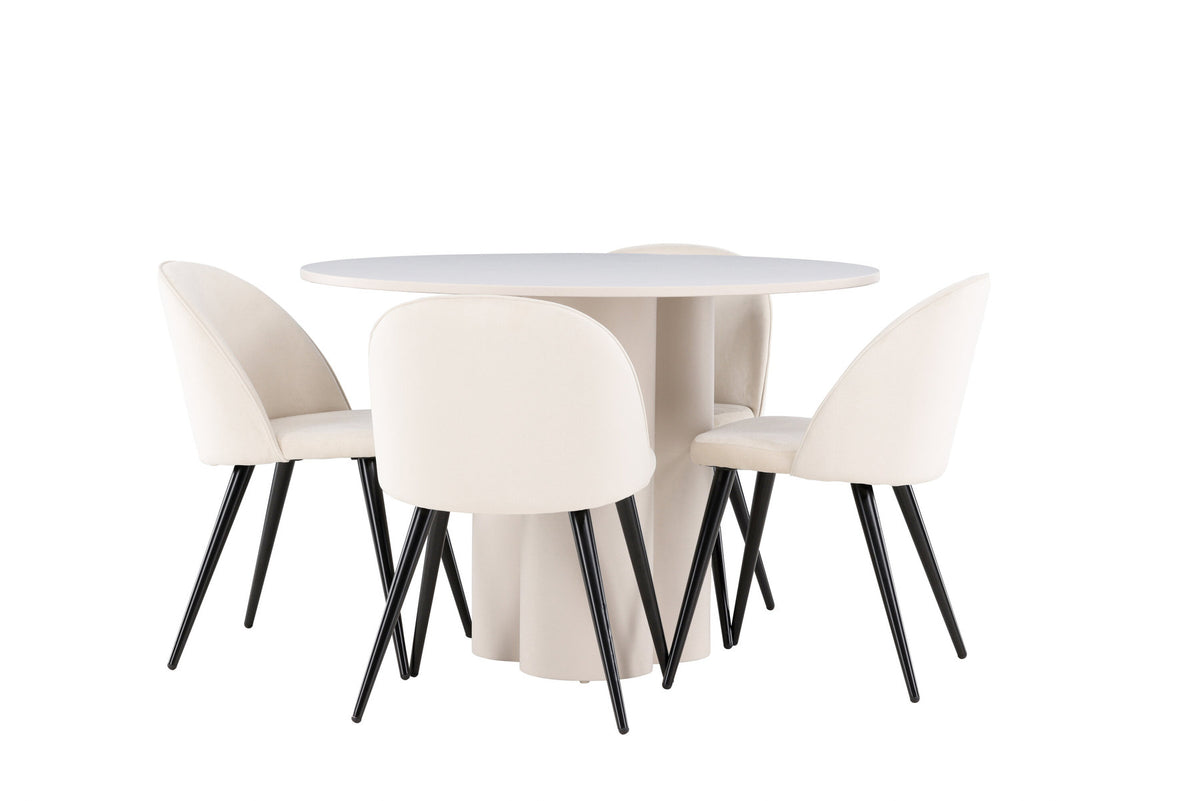 Olivia Esstisch mit Velvet Stühlen in Beige präsentiert im Onlineshop von KAQTU Design AG. Esszimmerset ist von Venture Home