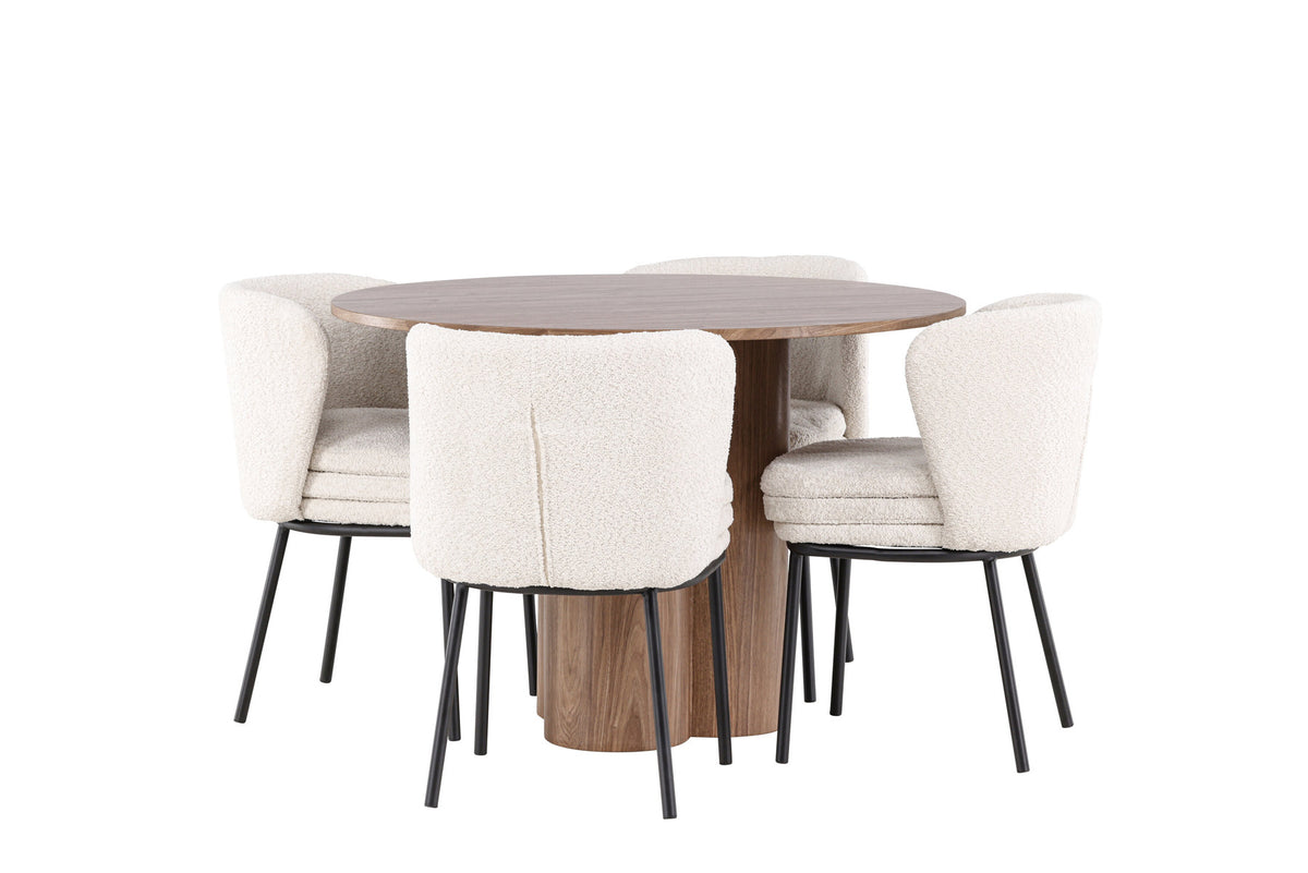 Olivia Esstisch mit Agnes Stühlen in Weiss präsentiert im Onlineshop von KAQTU Design AG. Esszimmerset ist von Venture Home