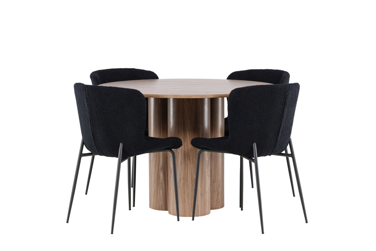 Olivia Esstisch mit Modesto Stühlen in Schwarz präsentiert im Onlineshop von KAQTU Design AG. Esszimmerset ist von Venture Home