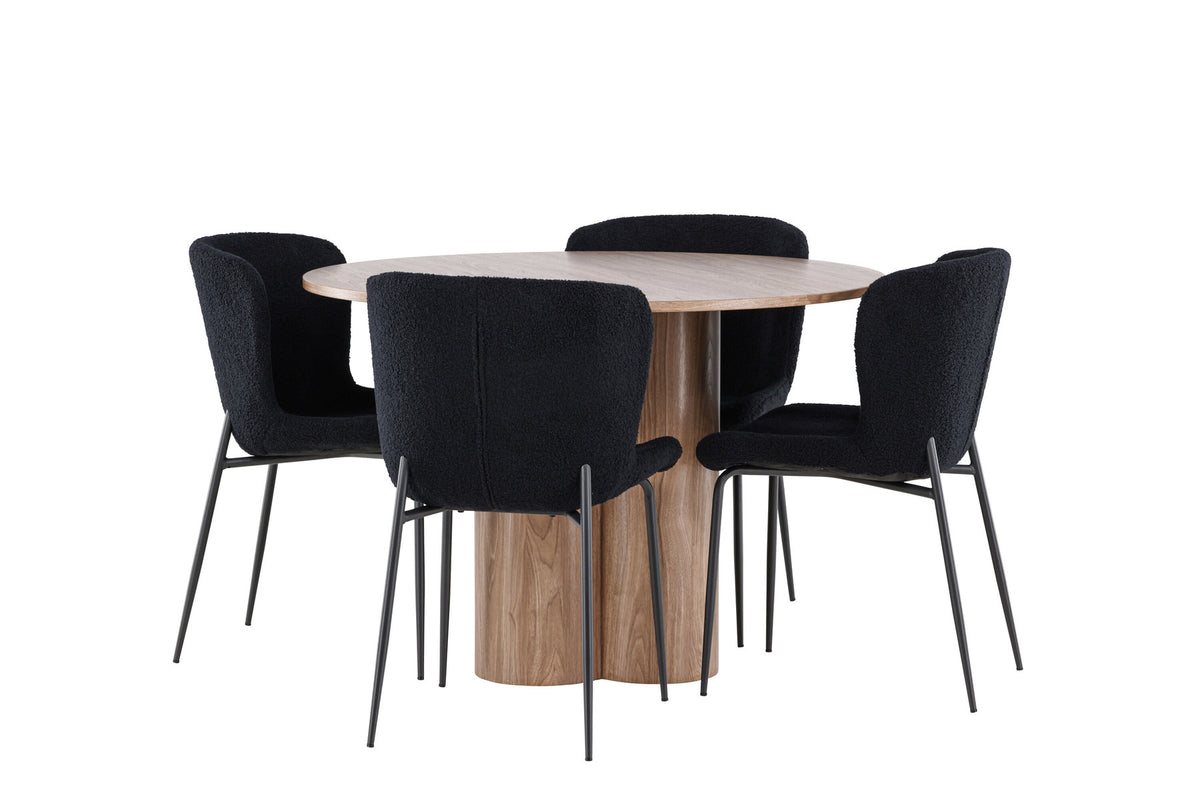 Olivia Esstisch mit Modesto Stühlen in Schwarz präsentiert im Onlineshop von KAQTU Design AG. Esszimmerset ist von Venture Home