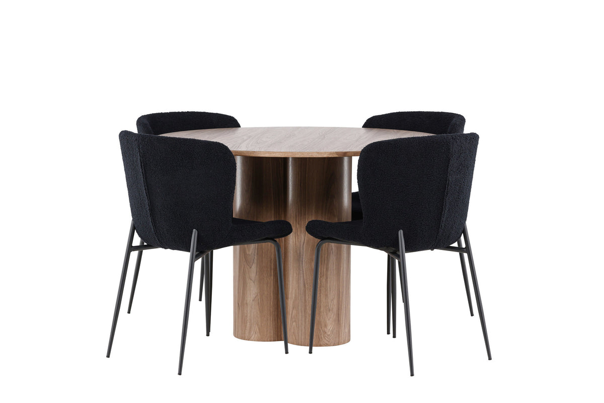 Olivia Esstisch mit Modesto Stühlen in Schwarz präsentiert im Onlineshop von KAQTU Design AG. Esszimmerset ist von Venture Home