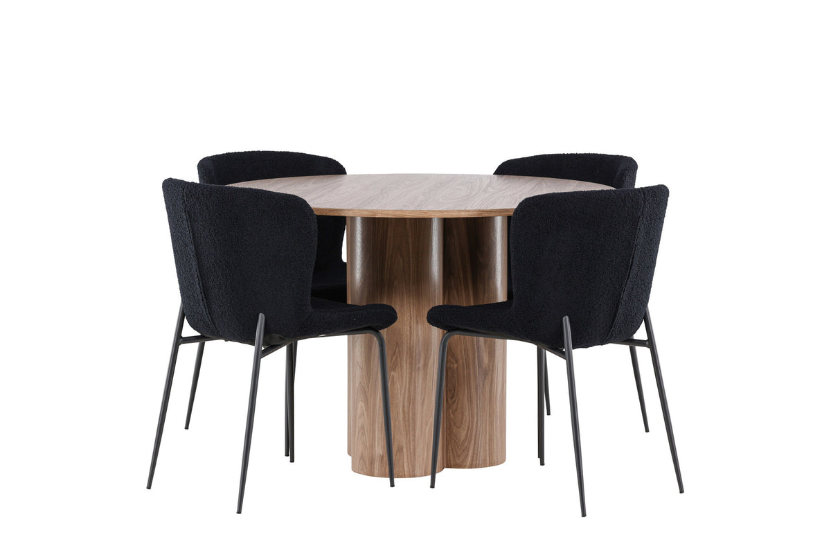 Olivia Esstisch mit Modesto Stühlen in Schwarz präsentiert im Onlineshop von KAQTU Design AG. Esszimmerset ist von Venture Home