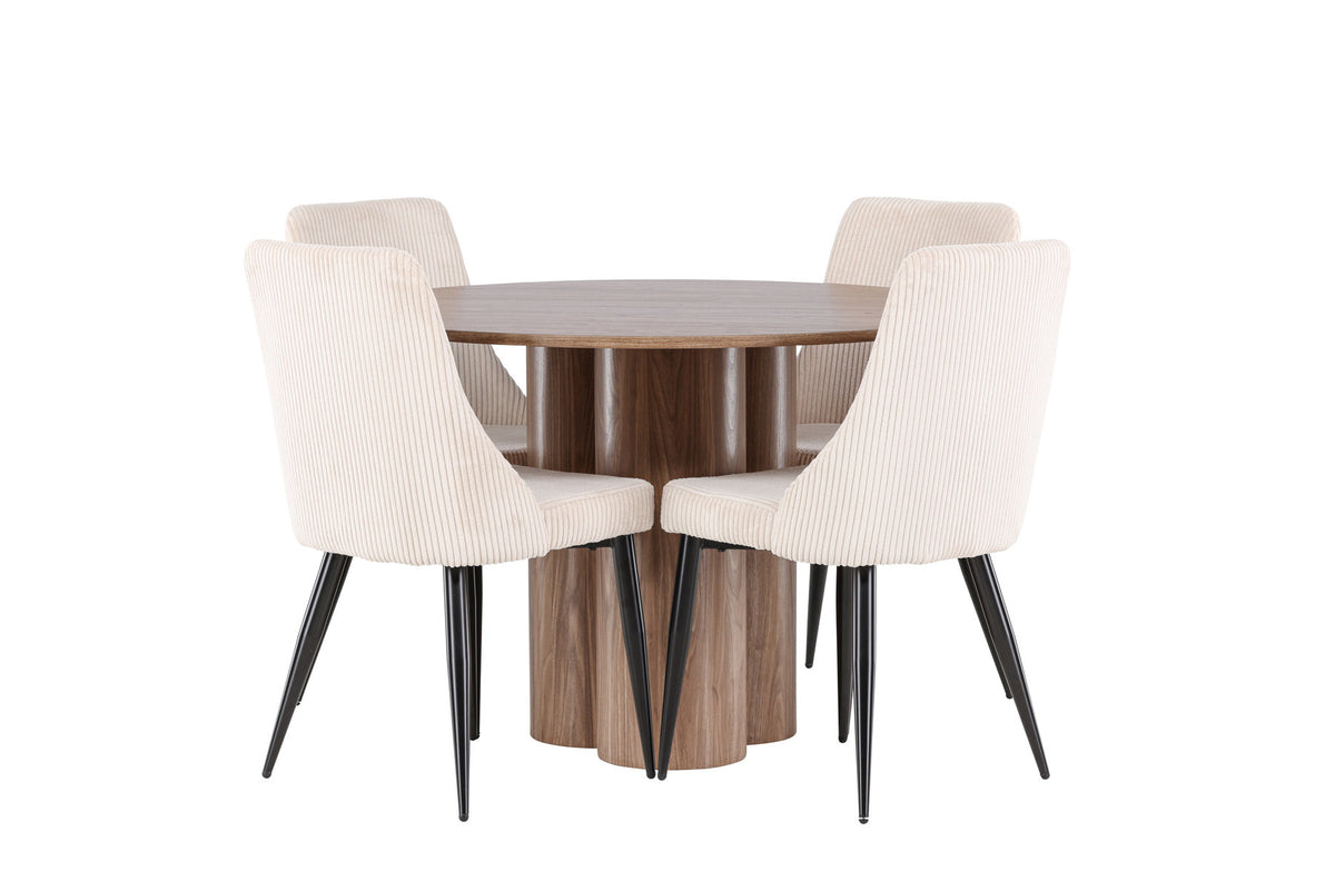 Olivia Esstisch mit Leone Stühlen in Beige präsentiert im Onlineshop von KAQTU Design AG. Esszimmerset ist von Venture Home