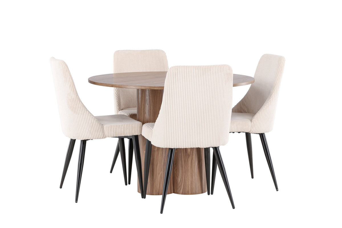 Olivia Esstisch mit Leone Stühlen in Beige präsentiert im Onlineshop von KAQTU Design AG. Esszimmerset ist von Venture Home