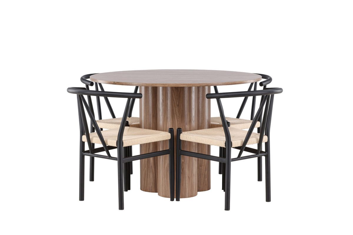 Olivia Esstisch mit Stühlen Alfons in Schwarz präsentiert im Onlineshop von KAQTU Design AG. Esszimmerset ist von Venture Home