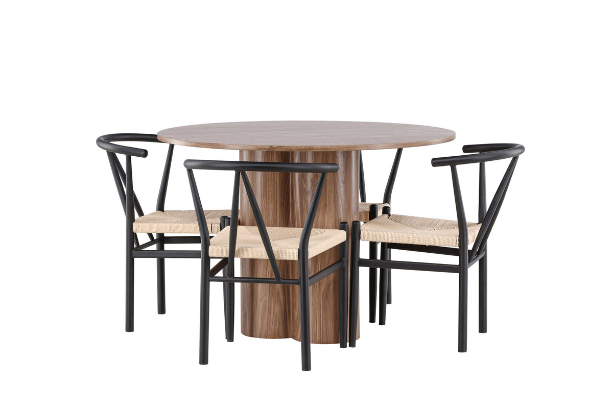 Olivia Esstisch mit Stühlen Alfons in Schwarz präsentiert im Onlineshop von KAQTU Design AG. Esszimmerset ist von Venture Home