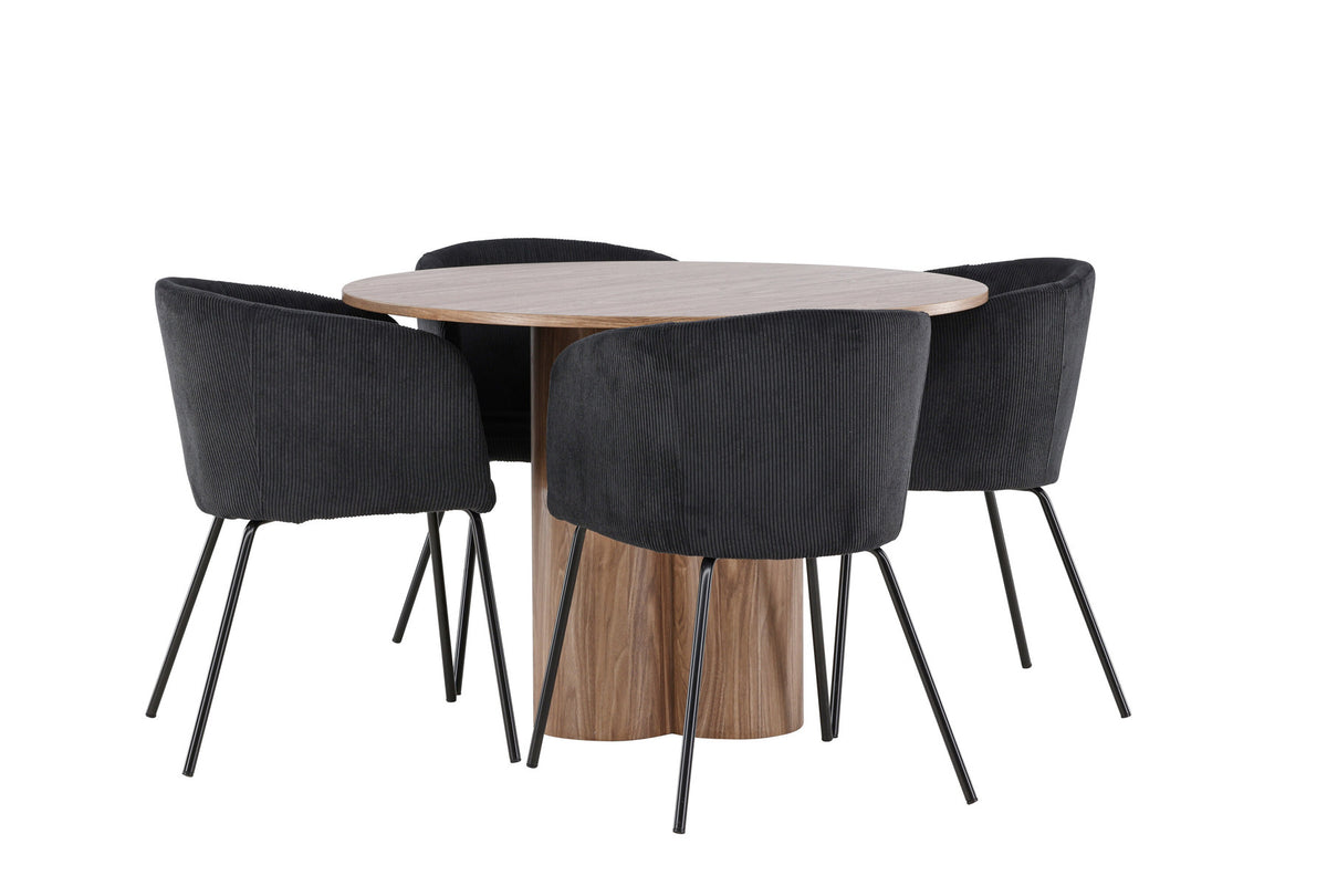 Olivia Esstisch mit Stühlen von Berit in Schwarz präsentiert im Onlineshop von KAQTU Design AG. Esszimmerset ist von Venture Home