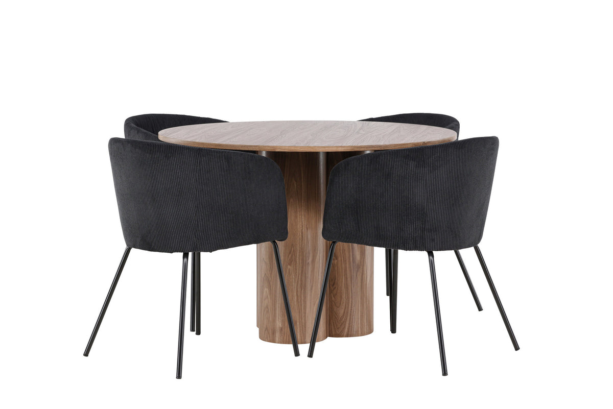 Olivia Esstisch mit Stühlen von Berit in Schwarz präsentiert im Onlineshop von KAQTU Design AG. Esszimmerset ist von Venture Home