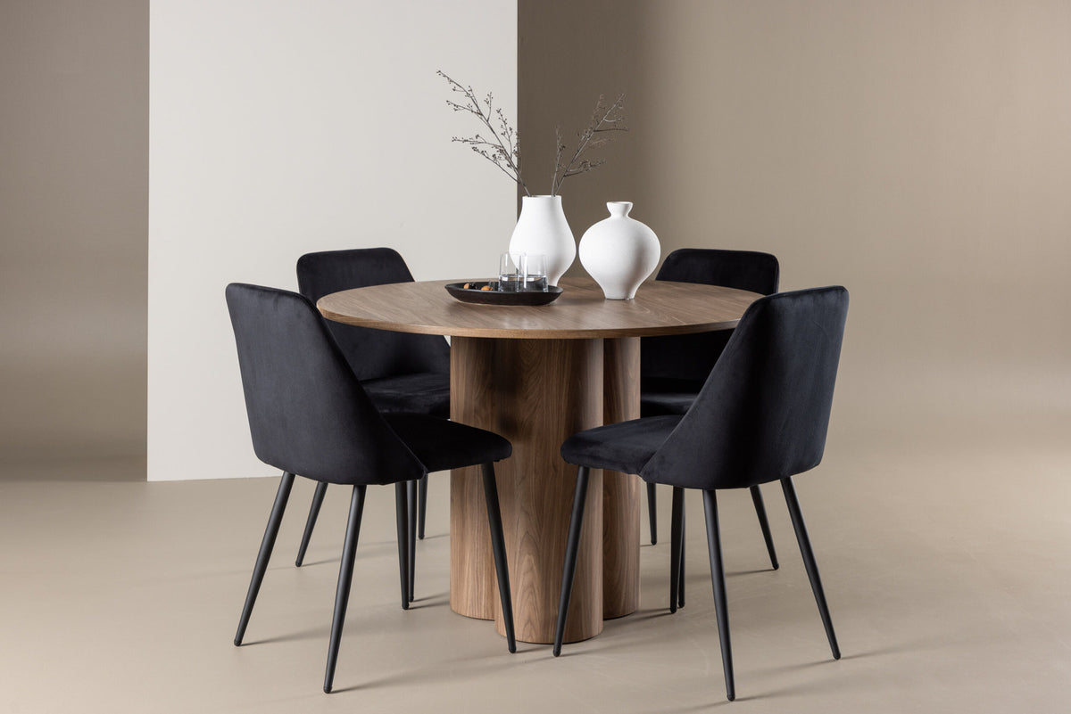 Olivia Esstisch mit Night Stühlen in Schwarz präsentiert im Onlineshop von KAQTU Design AG. Esszimmerset ist von Venture Home