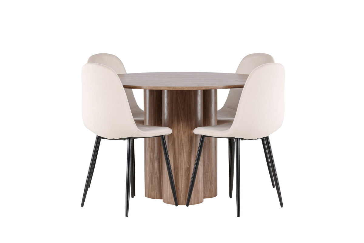 Olivia Esstisch mit Polar Stühlen in Beige präsentiert im Onlineshop von KAQTU Design AG. Esszimmerset ist von Venture Home