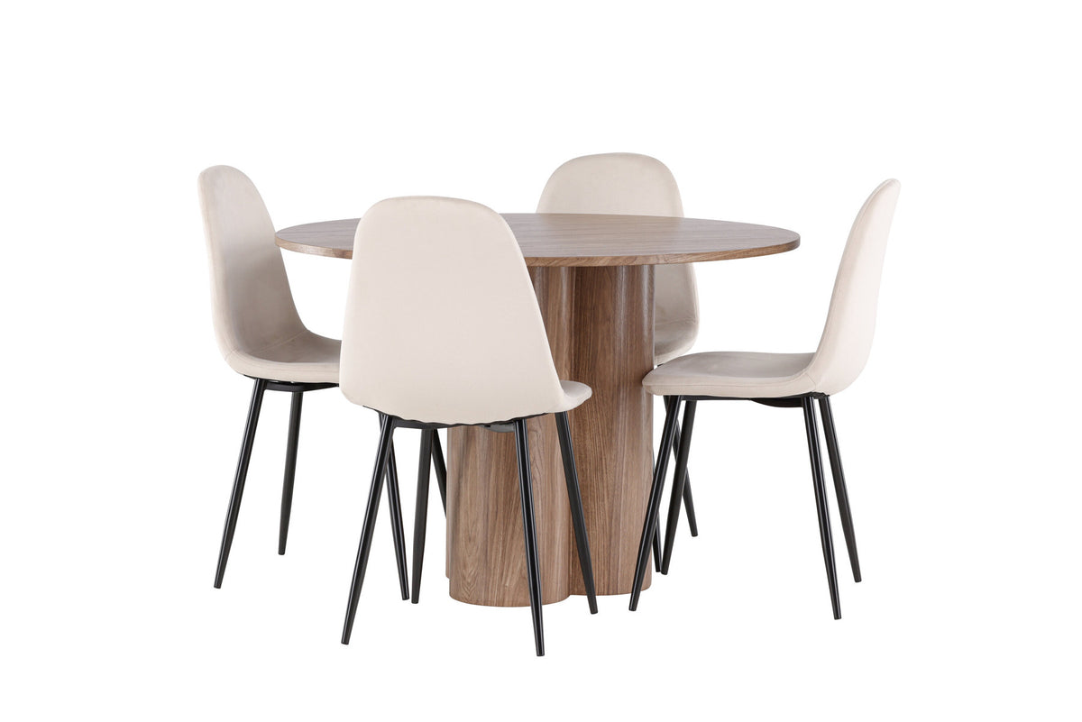 Olivia Esstisch mit Polar Stühlen in Beige präsentiert im Onlineshop von KAQTU Design AG. Esszimmerset ist von Venture Home