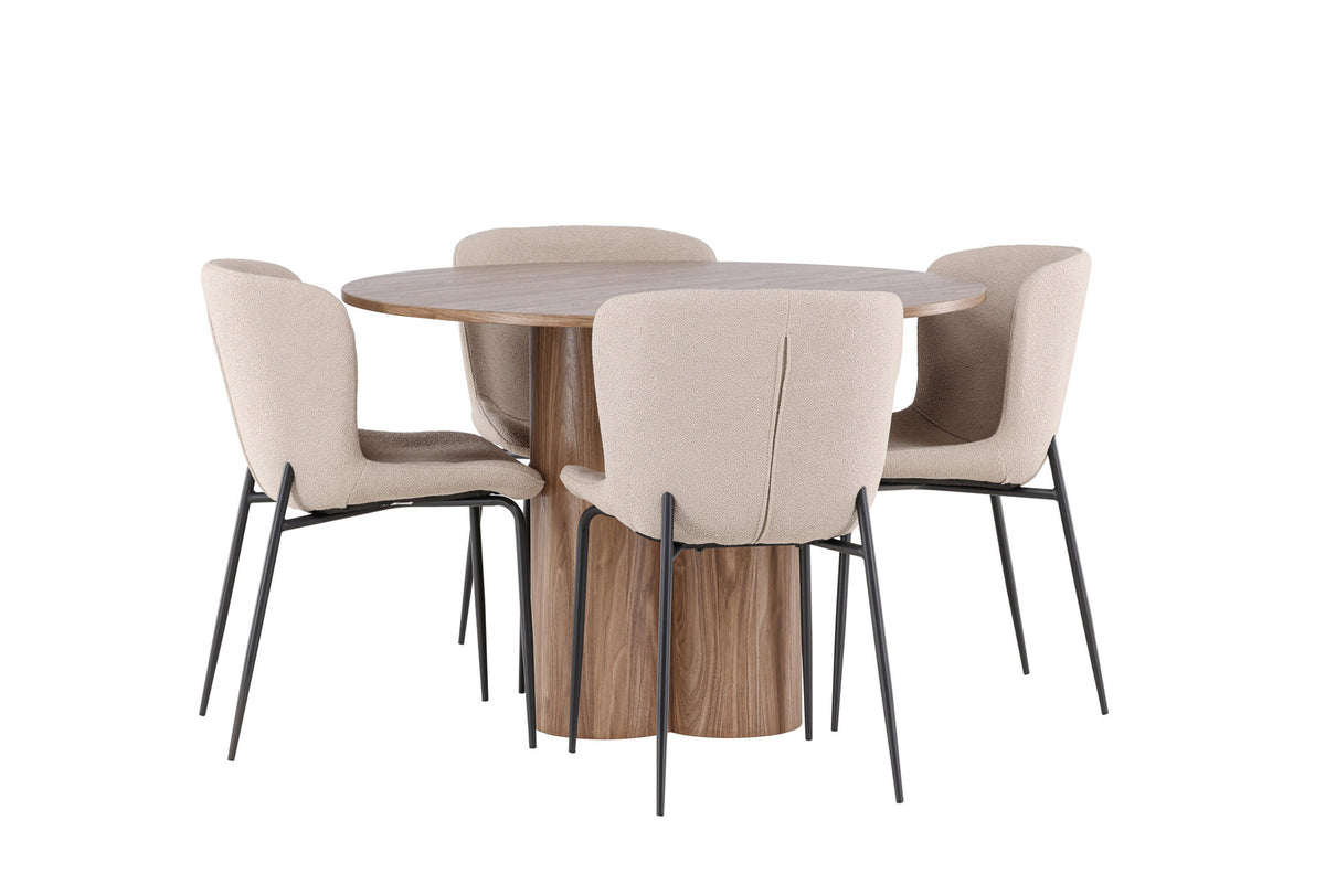 Olivia Esstisch mit Modesto Stühlen in Beige präsentiert im Onlineshop von KAQTU Design AG. Esszimmerset ist von Venture Home