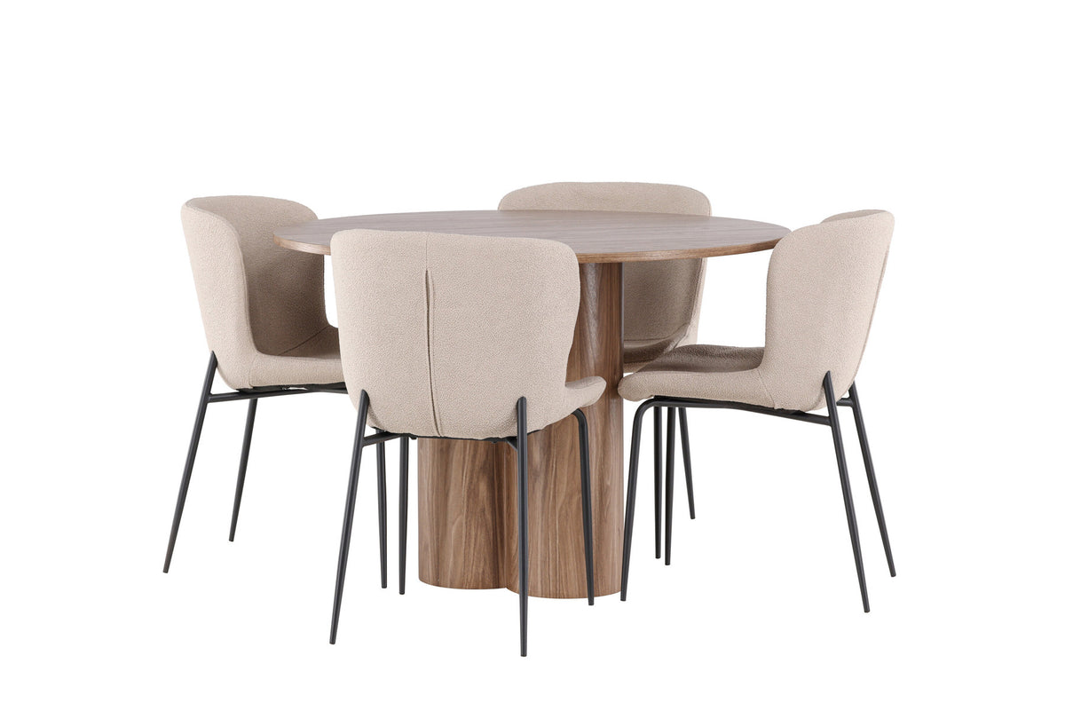 Olivia Esstisch mit Modesto Stühlen in Beige präsentiert im Onlineshop von KAQTU Design AG. Esszimmerset ist von Venture Home