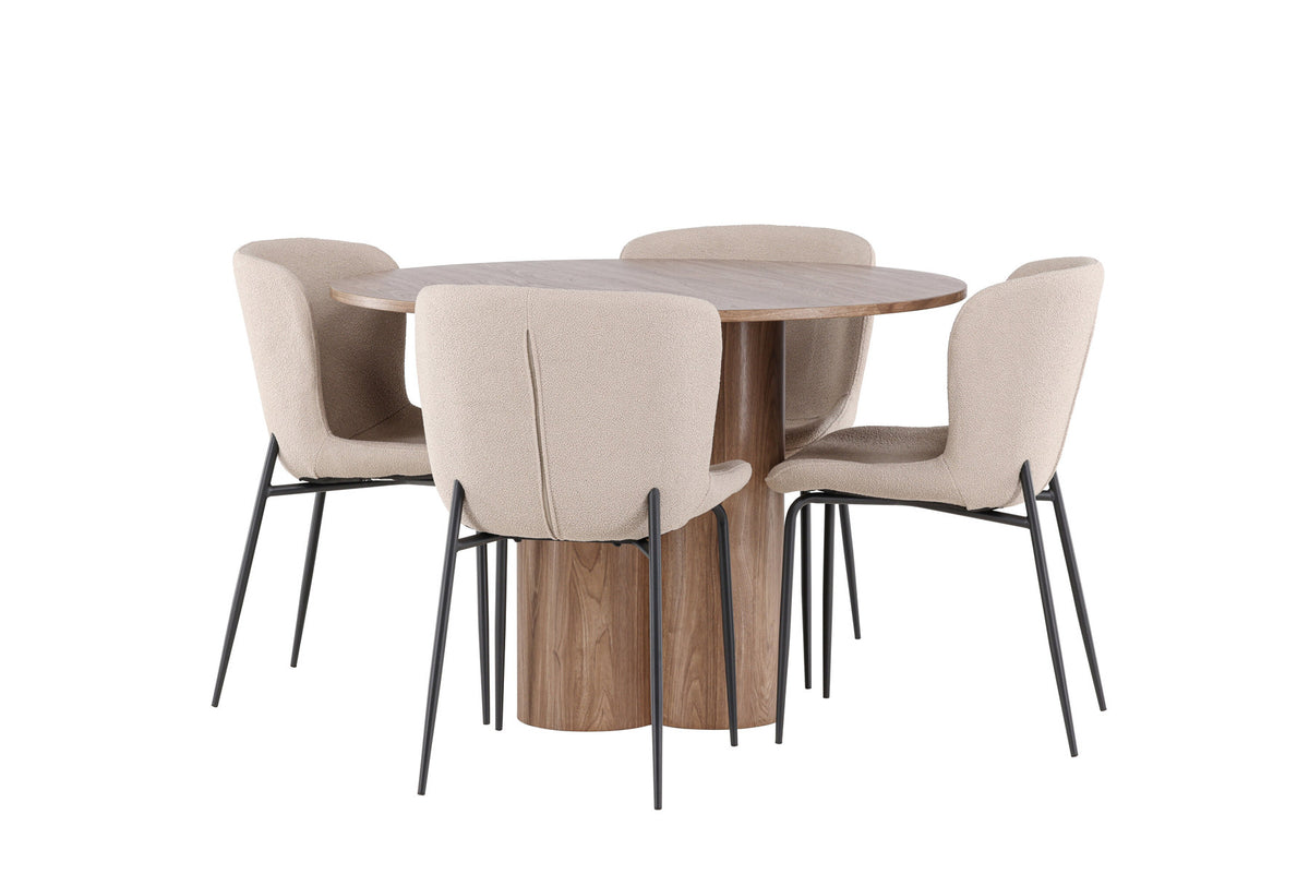 Olivia Esstisch mit Modesto Stühlen in Beige präsentiert im Onlineshop von KAQTU Design AG. Esszimmerset ist von Venture Home
