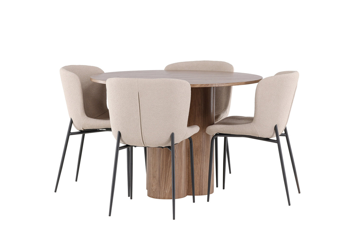 Olivia Esstisch mit Modesto Stühlen in Beige präsentiert im Onlineshop von KAQTU Design AG. Esszimmerset ist von Venture Home