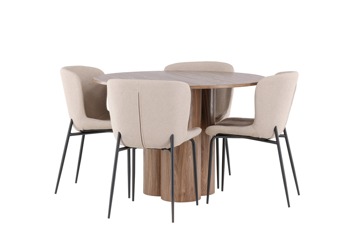 Olivia Esstisch mit Modesto Stühlen in Beige präsentiert im Onlineshop von KAQTU Design AG. Esszimmerset ist von Venture Home