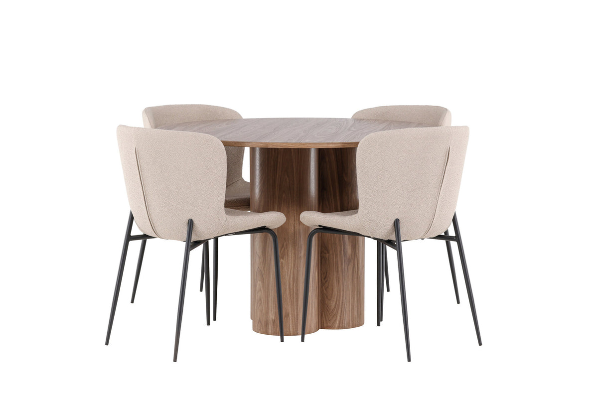 Olivia Esstisch mit Modesto Stühlen in Beige präsentiert im Onlineshop von KAQTU Design AG. Esszimmerset ist von Venture Home