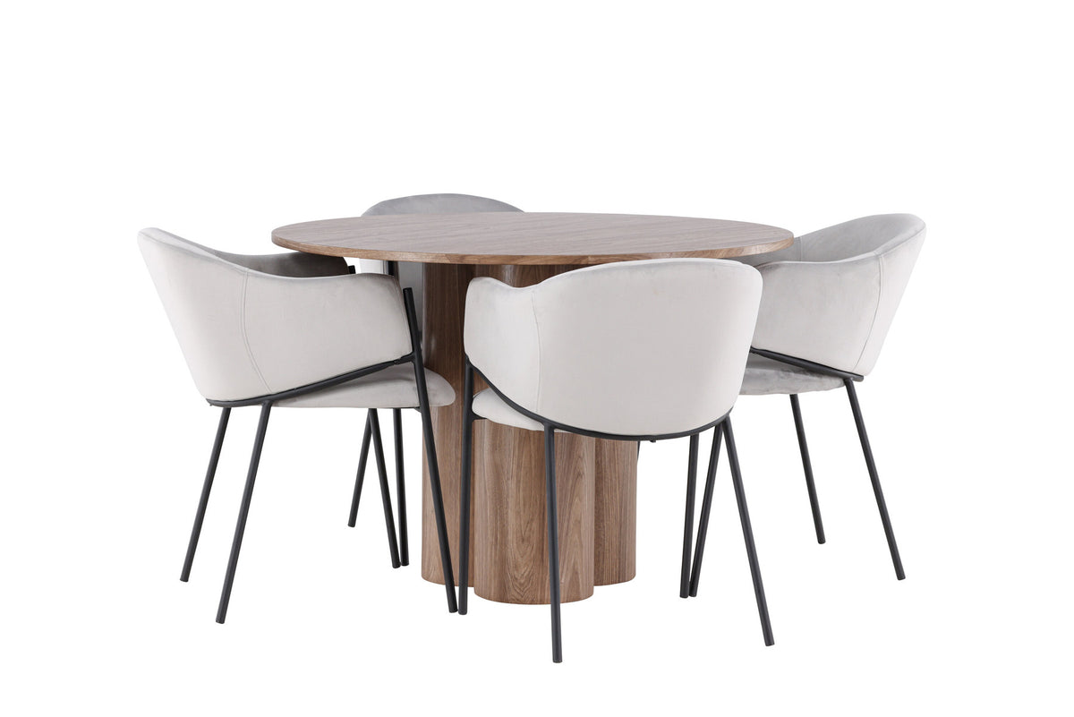 Olivia Esstisch mit Evelina Stühlen in Grau präsentiert im Onlineshop von KAQTU Design AG. Esszimmerset ist von Venture Home