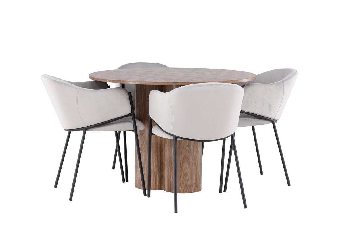 Olivia Esstisch mit Evelina Stühlen in Grau präsentiert im Onlineshop von KAQTU Design AG. Esszimmerset ist von Venture Home