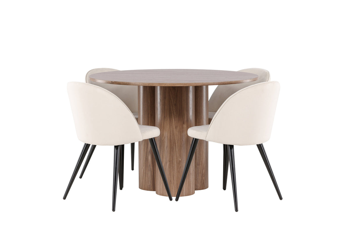 Olivia Esstisch mit Velvet Stühlen in Beige präsentiert im Onlineshop von KAQTU Design AG. Esszimmerset ist von Venture Home