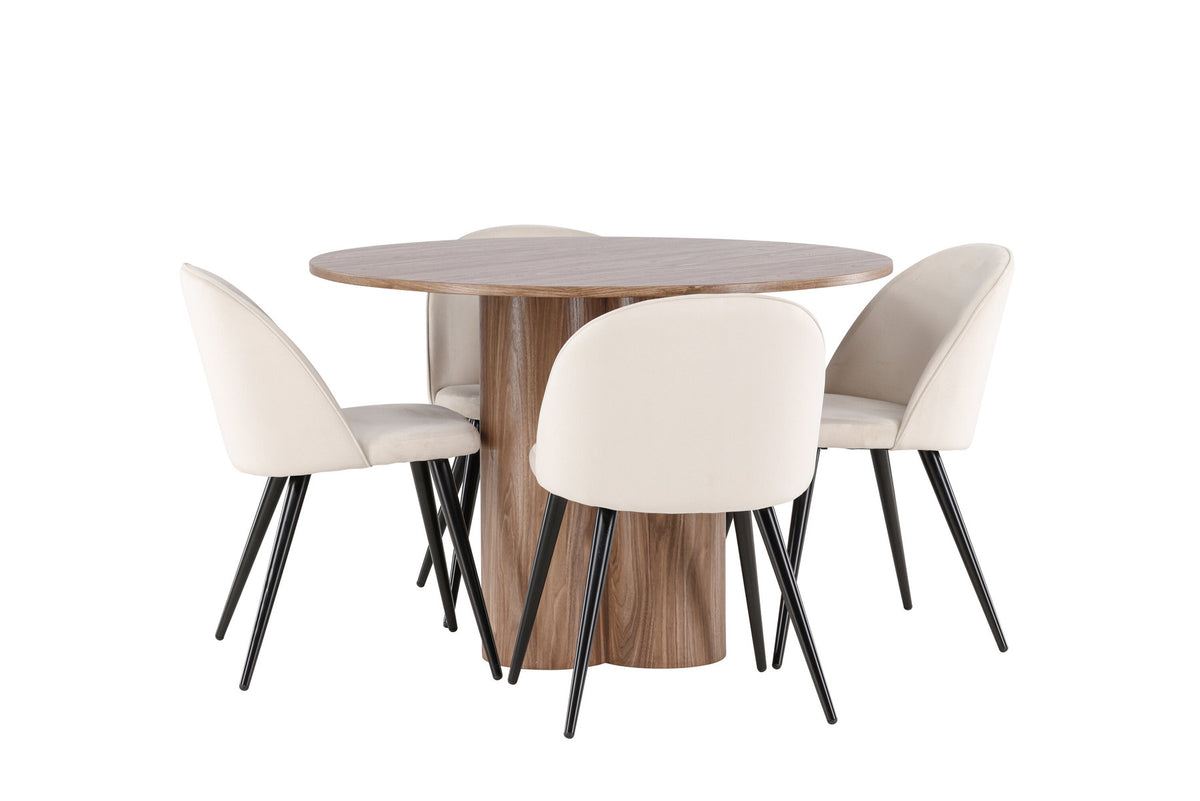 Olivia Esstisch mit Velvet Stühlen in Beige präsentiert im Onlineshop von KAQTU Design AG. Esszimmerset ist von Venture Home