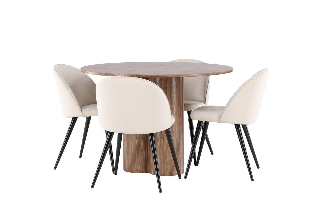Olivia Esstisch mit Velvet Stühlen in Beige präsentiert im Onlineshop von KAQTU Design AG. Esszimmerset ist von Venture Home