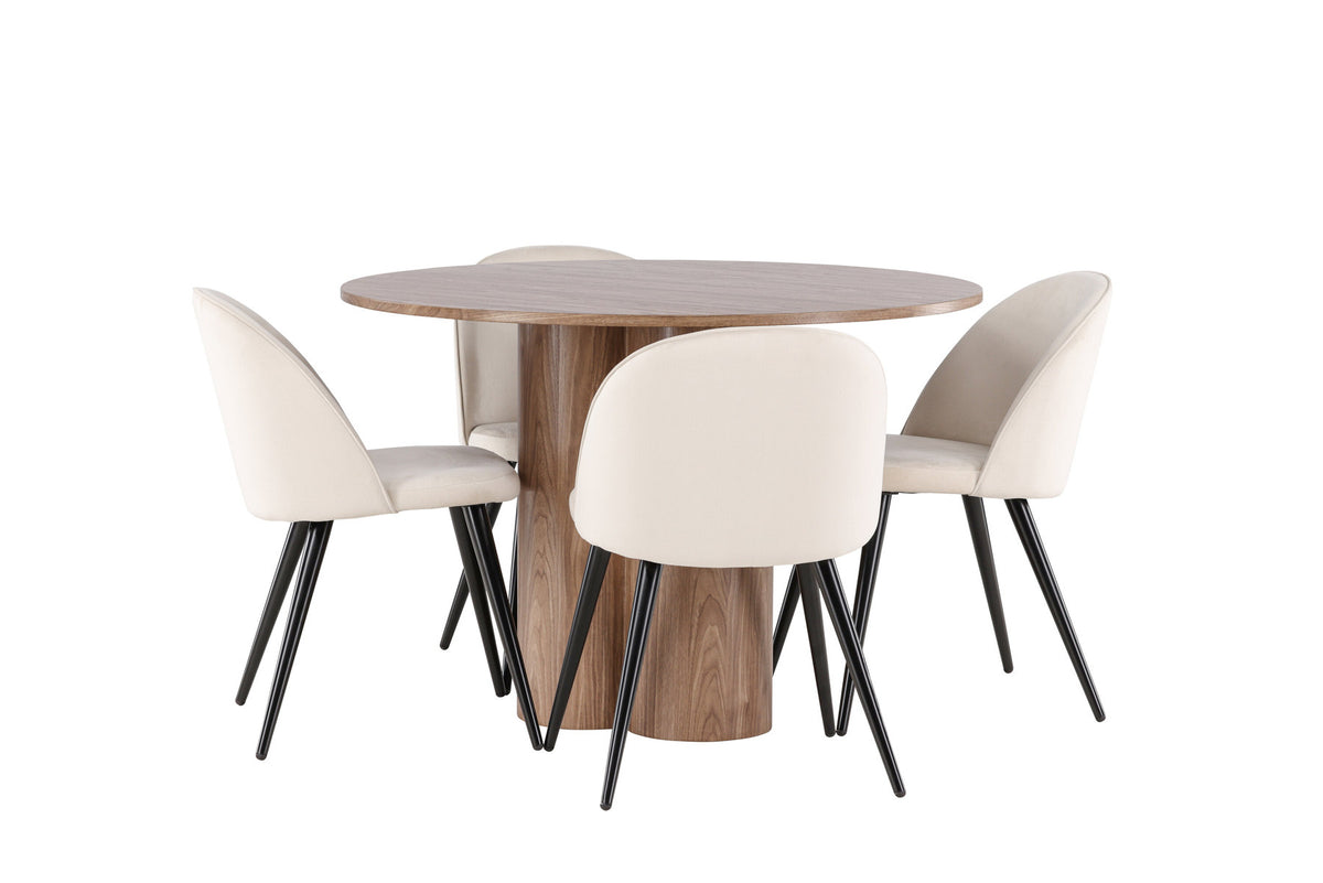 Olivia Esstisch mit Velvet Stühlen in Beige präsentiert im Onlineshop von KAQTU Design AG. Esszimmerset ist von Venture Home