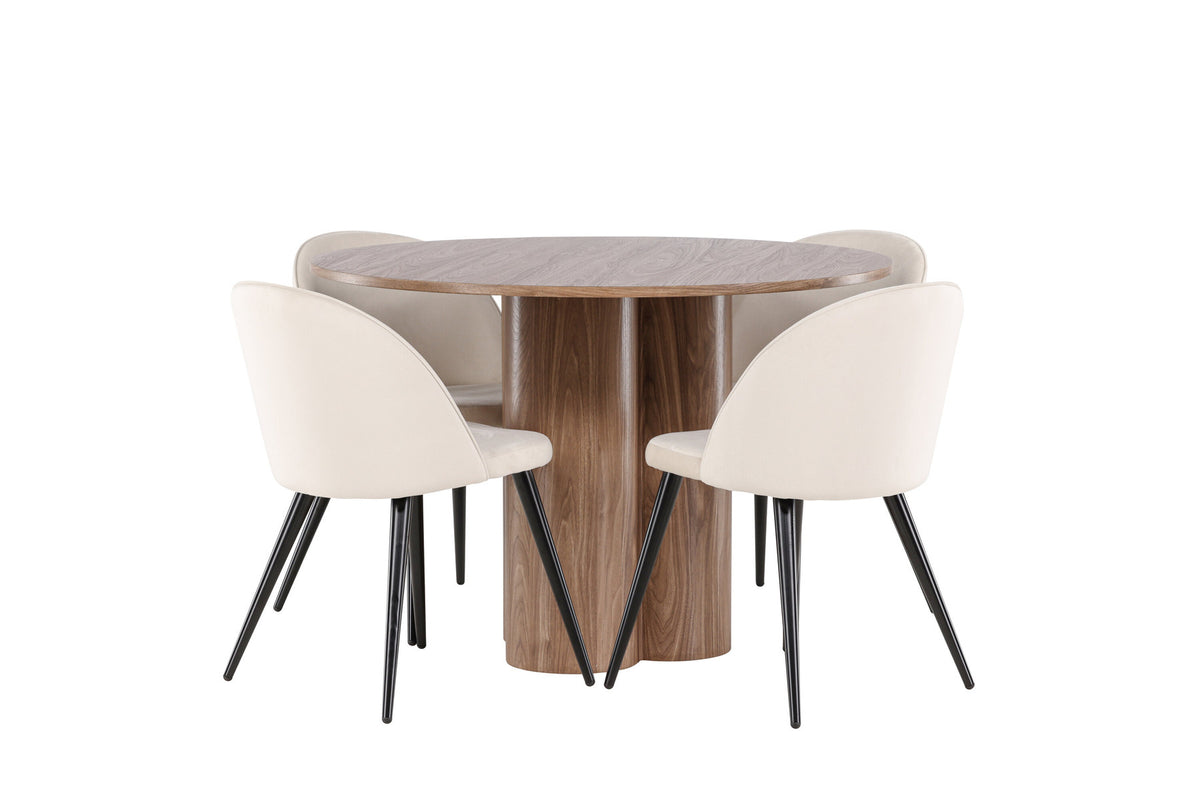 Olivia Esstisch mit Velvet Stühlen in Beige präsentiert im Onlineshop von KAQTU Design AG. Esszimmerset ist von Venture Home