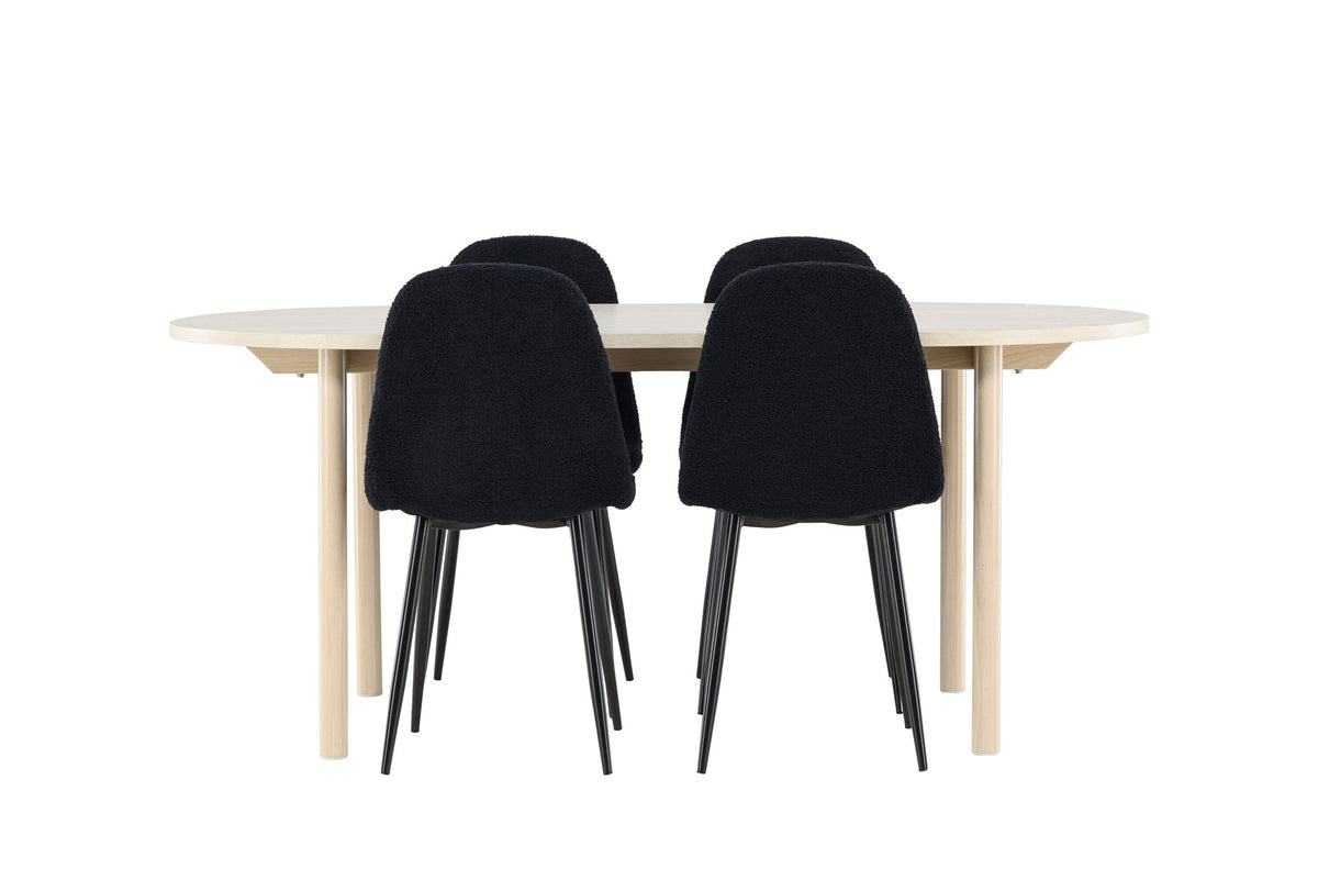 Andy Esstisch mit Polar Stühlen in Schwarz präsentiert im Onlineshop von KAQTU Design AG. Esszimmerset ist von Venture Home