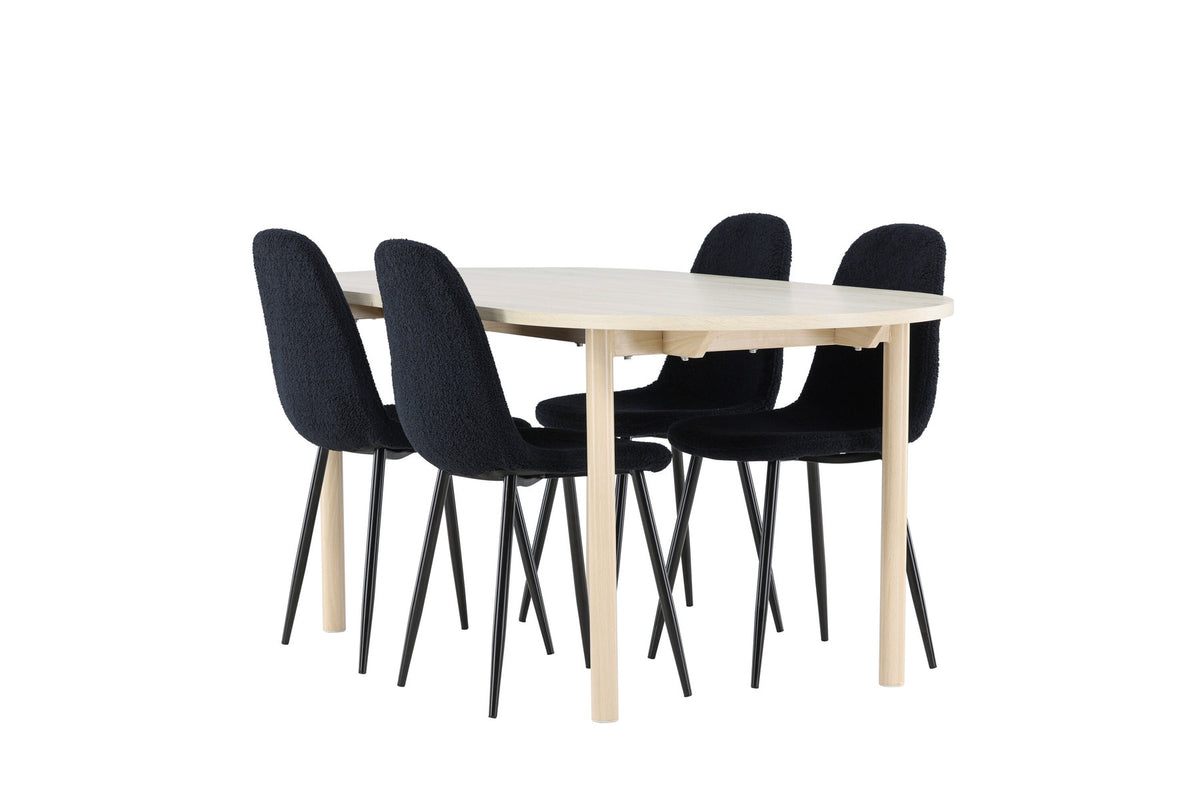 Andy Esstisch mit Polar Stühlen in Schwarz präsentiert im Onlineshop von KAQTU Design AG. Esszimmerset ist von Venture Home